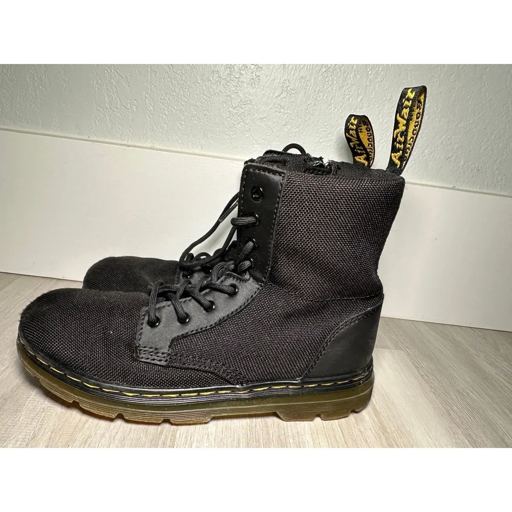 Dr. Martens Combs‎ J Boots Kids 4M 5L Black Good Canvas Side Zip Utility Combat